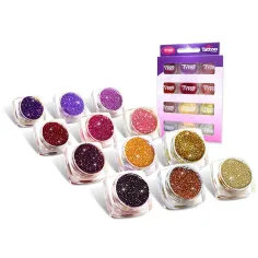 TyToo: Set de pudră cu sclipici în nuanțe calde, 12 x 2,5 ml imaginea 2