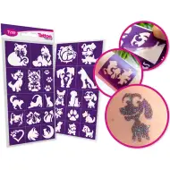 TyToo: Set de șabloane pentru tatuaje cu sclipici - câini și pisici, 27 bucăți