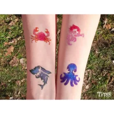 TyToo: Set șabloane pentru tatuaj cu sclipici animale marine, 26 bucăți imaginea 3