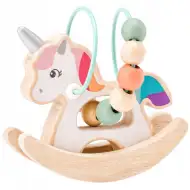 Unicorn din lemn, jucărie pentru bebeluși cu bile - Woodyland