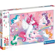 Unicorni colorați puzzle maxi supercolor 24 bucăți - Clementoni