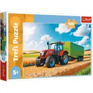Utilaje agricole: Tractor cu remorcă puzzle de 100 de piese - Trefl