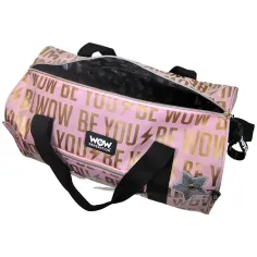 WOW Generation: Geantă sport roz-aurie cu autocolante de 43cm imaginea 3