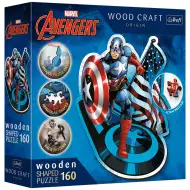 Wood Craft: Marvel - Captain America 160 de piese puzzle premium din lemn - Trefl