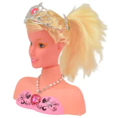 Angell: Cap de păpușă pieptănabilă se poate coafa cu tiara și accesorii 21 cm imaginea 5