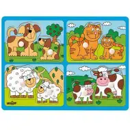 Animale cu pui formă puzzle din lemn - Woodyland