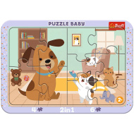 Animale de companie în sufragerie puzzle pentru bebeluși 2 în 1 cu ramă - Trefl
