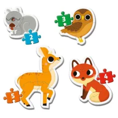 Set de puzzle cu forme 4 în 1 animale de pădure - Clementoni imaginea 2