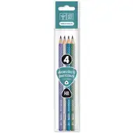 Ars Una: triunghi creion grafit HB cu buline argintiu pachet de 4 bucăți