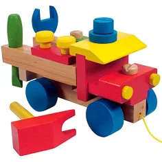 Autocamion de montat din lemn cu 19 elemente
