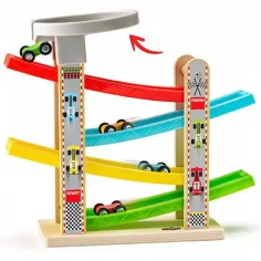 Autostradă set cu patru bucăți de mașinuță set de joacă - Woodyland imaginea 2