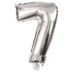 Balon din folie cu numere de culoare argintie – numărul 7 86cm