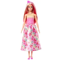 Barbie Dreamtopia: Prințesă păpușă în rochie roz cu fluturi - Mattel imaginea 2