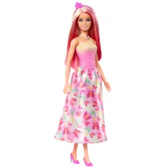 Barbie Dreamtopia: Prințesă păpușă în rochie roz cu fluturi - Mattel imaginea 3
