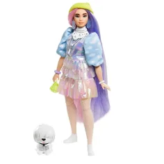 Barbie Extra: Păpușă în rochie strălucitoare, cu animal de companie - Mattel imaginea 3