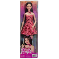 Barbie: Fashionista Prietene brunetă păpușă la modă cu rochie cu imprimeu leopard – Mattel