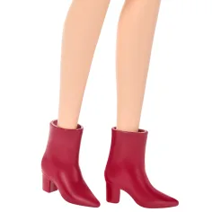 Barbie: Fashionista Prietene cu păr brunet, păpușă de modă stilată în rochie cu model de leopard – Mattel imaginea 4