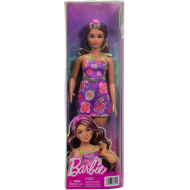 Barbie: Păpușă fashionistă prietenă cu rochie florală și șuvițe mov – Mattel