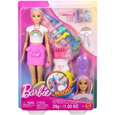 Barbie: Păpușa cu Păr Curcubeu Strălucitor cu Accesorii - Mattel