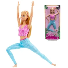 Barbie: Papusa de yoga flexibilă cu păr blond - Mattel