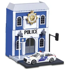 Bburago city - Audi A6 mașină de poliție și secție de poliție 1 /43 imaginea 3