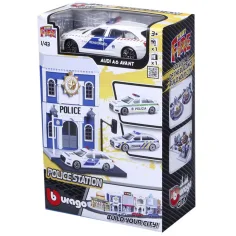 Bburago city - Audi A6 mașină de poliție și secție de poliție 1 /43