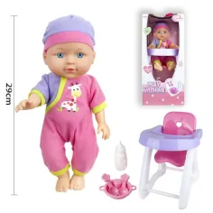 Bebeluș cu pijama, scaun de hrănire și accesorii de 29cm imaginea 2