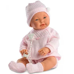 Bebeluș fetiță păpușă în rochie roz 45cm
