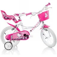Bicicletă pentru copii Hello Kitty, roz-alb, mărimea 14 - bicicletă Dino Bikes