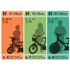 Bluey 12” bicicletă pentru copii cu suport pentru sticlă și roți laterale de culoare albă-albastră-verde – Dino Bikes bicicletă imaginea 6