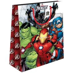 Luna: Sac de cadou Marvel Răzbunătorii cu model de supereroi 26x32x12cm