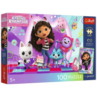 Căsuța lui Gabi Lumea colorată a pisicilor puzzle UFT de 100 de piese cu poster - Trefl