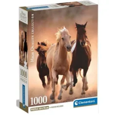 Cai sălbatici HQC puzzle de 1000 de piese cu poster - Clementoni