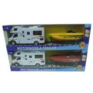 Caravană cu remorcă și vapor de cursă