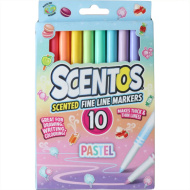 Cariocă cu miros plăcut Scentos, cu vârf subțire, culori pastel, set de 10 bucăți