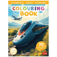 Carte de colorat cu trenuri și avioane cu autocolante - Trefl