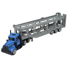 City Truck: Camion de transport auto albastru 22cm imaginea 2