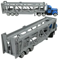 City Truck: Camion de transport auto albastru 22cm imaginea 3