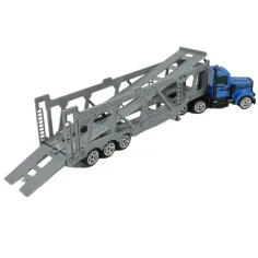 City Truck: Camion de transport auto albastru 22cm imaginea 4
