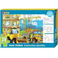 Construcție puzzle 24 bucăți și trei postere care se pot colora