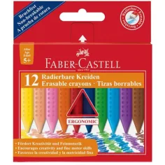 Cretă cerată set 12 bucăţi care se poate şterge - Faber-Castell imaginea 1