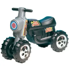 Motocicletă cross neagră cu patru roți cu pedală - D-Toys