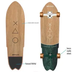 Skateboard cu roți din bronz cu aspect de lemn, dimensiune 28" imaginea 1