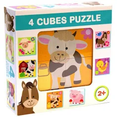 Cub de puzzle cu animale de casă 4 bucăți