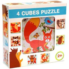 Cub de puzzle cu animale de pădure 4 bc