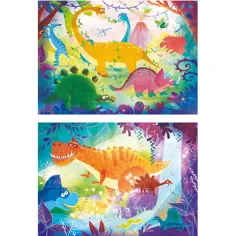 Dinozauri veseli Supercolor 2 in 1 puzzle 2x60 bucăți - Clementoni imaginea 2