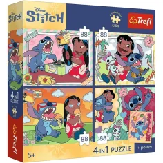 Disney Lilo & Stitch - 4 x 88 bucăți Premium Plus Kids puzzle - Trefl imaginea 1