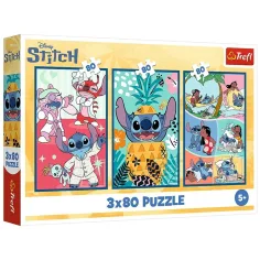 Disney: Lumea lui Stitch puzzle 3x80buc - Trefl