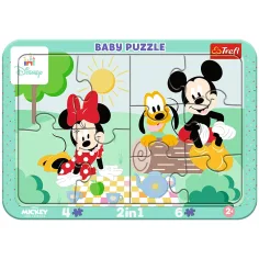Disney Minnie și Mickey Mouse aventuri 2 în 1 puzzle cu ramă - Trefl