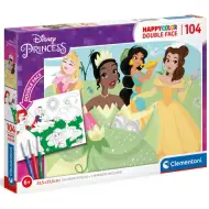 Disney Princess Double 2 in 1 puzzle două fețe se poate colora 104 bucăți - Clementoni